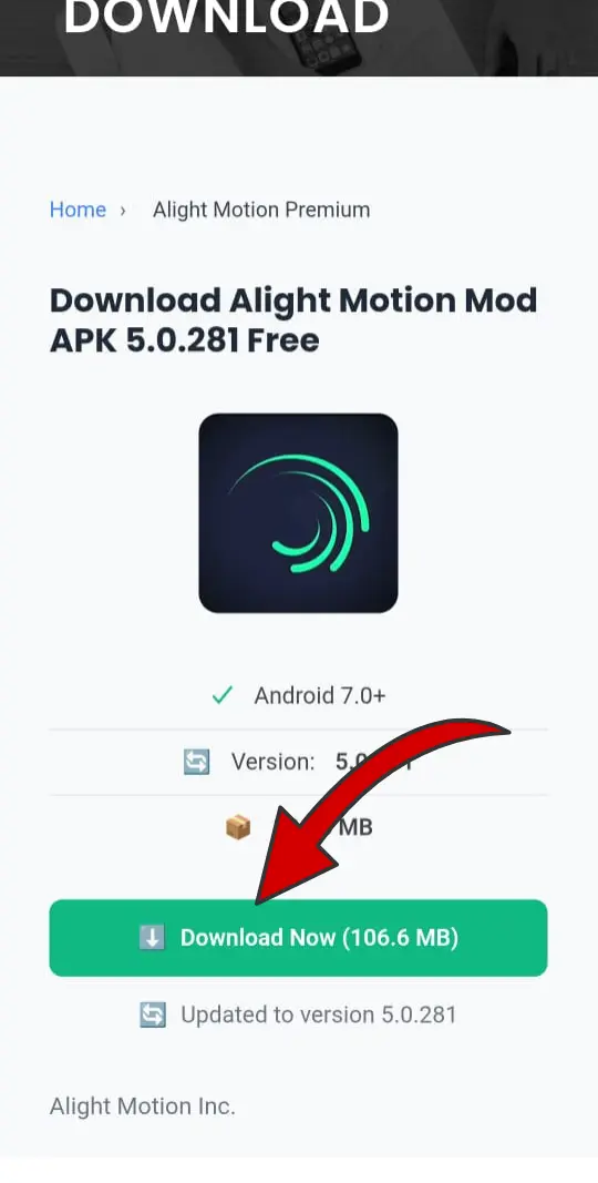 Alight Motion Mod APK Installation Step 1